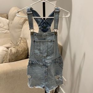 Denim Distrested Overalls